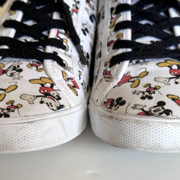 DISNEY Mickey Mouse All Over Canvas Shoes Women's Sz 8 Shoes Low White Sneakers - Picture 6 of 10